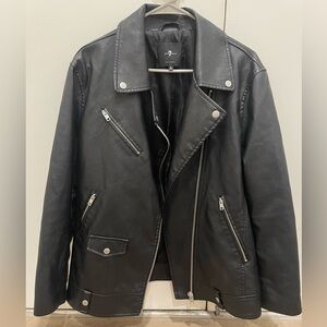 7 For All Mankind Black Faux Leather Jacket